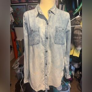 Bleached Denim Button-Up Shirt